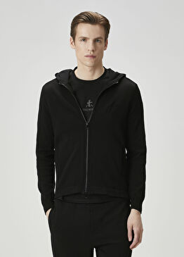 Siyah Kapüşonlu Triko