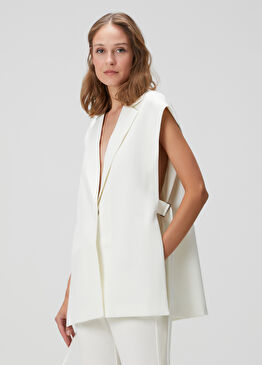 Kırık Beyaz Yün Yelek
