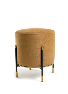 Kirit Hardal Rengi Siyah Gold Metal Ayaklı Puf