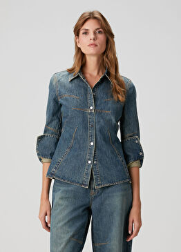 Slim Fit Mavi Denim Gömlek