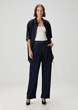 Lisa Loose Fit Lacivert Jean Pantolon