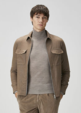 Açık Kahverengi Yün Dış Gömlek