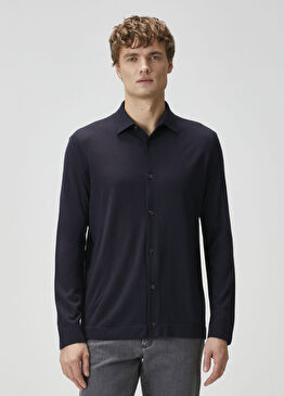 Lacivert Polo Yaka Kaşmir Triko