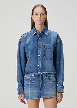 Mavi Crop Denim Gömlek