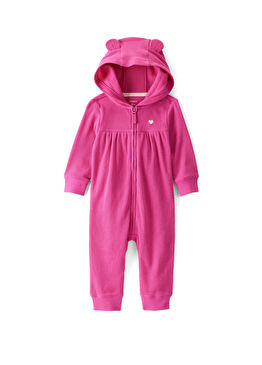 Pembe Kapüşonlu Kız Bebek Tulum