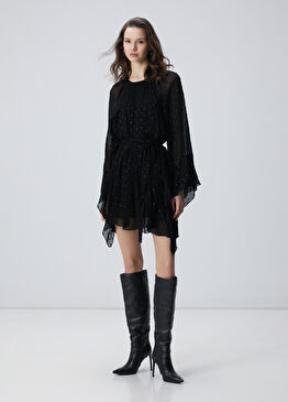 Siyah Desenli Mini Elbise