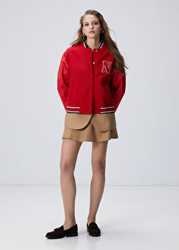 Camel Yün Karışımlı Mini Etek