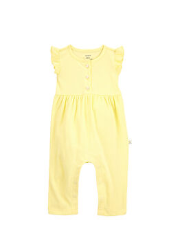 Layette Sarı Fırfır Kollu Kız Bebek Tulum