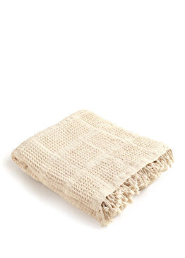 Solid Krem Rengi Tencel Pamuk Pike