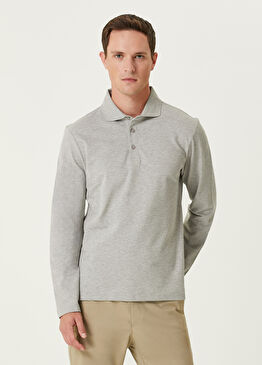 Comfort Fit Gri Polo Sweatshirt