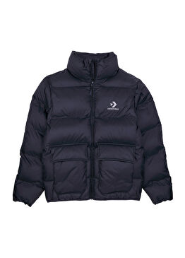 Dik Yaka Siyah Şişme Erkek Mont