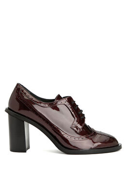 Bordo Zımbalı Kadın Deri Ayakkabı