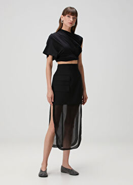 Siyah Midi Yün Etek