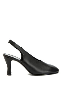 Siyah Deri Topuklu Ayakkabı