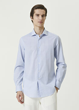 Açık Mavi Kareli Gömlek