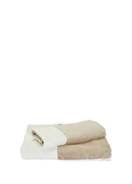 Bej 2li Logo Nakışlı Havlu Seti