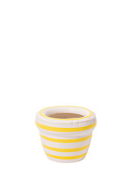 Louis Lemon Açık Sarı Çizgili Seramik Saksı