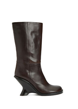 Koyu Kahverengi Kadın Deri Bot