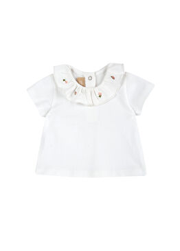 Beyaz Kısa Kollu Kız Bebek T-Shirt 