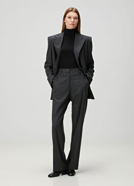 Classic Gri Çizgili Pantolon