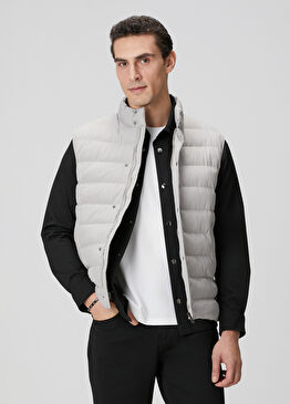 Gri Ray Kapitoneli Casual Yelek