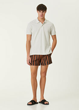 Siyah Kahverengi Çizgi Desenli Mayo