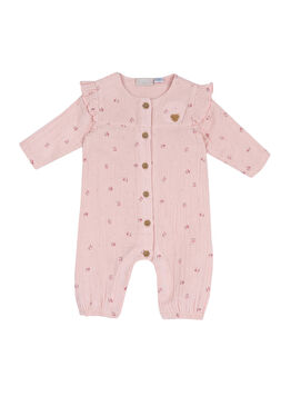 Pembe Baskılı Kız Bebek Tulum