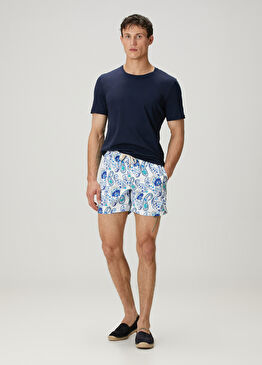 Casablanca Mavi Beyaz Etnik Desenli Mayo