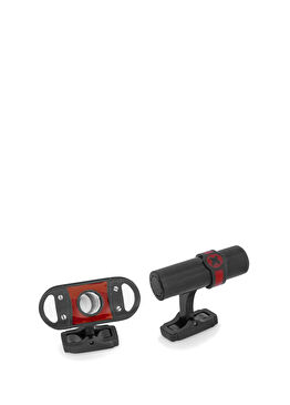 Siyah Kırmızı Geometrik Formlu Kol Düğmesi