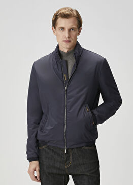 Lacivert Kapüşonlu Mont