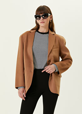 Taba Kelebek Yaka Yün Blazer