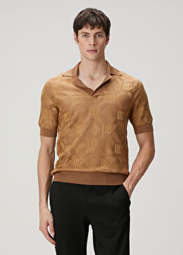 Taba Logo Jakarlı Kısa Kollu İpek Triko