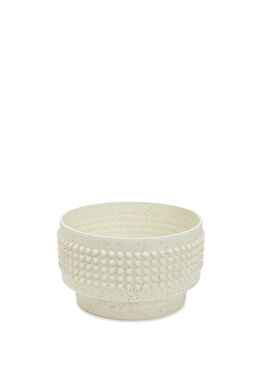 Krem Seramik Dekoratif Kase