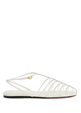 Tee Cage Beyaz Kadın Deri Sandalet