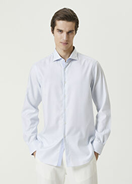 Açık Mavi Pötikare Desenli Gömlek