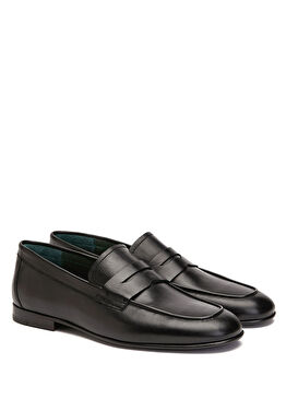 Siyah Erkek Deri Klasik Loafer
