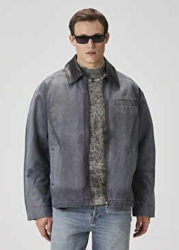 Gri Yakası Garni Detaylı Kaban