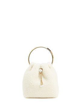 Naturel Ağzı Büzgülü Kadın Yün Çanta