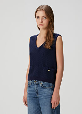 Claire Lacivert Organik Pamuk Yelek