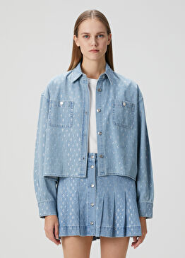 Chambray Mavi Taşlı Denim Gömlek