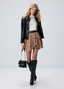 Vizon Şifon Mini Etek