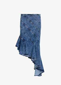 Mavi Asimetrik Denim Etek