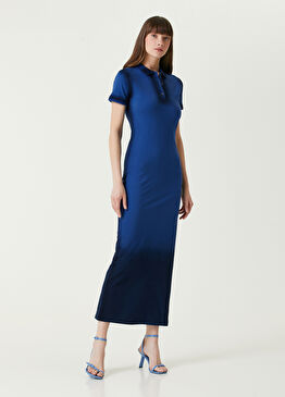 Lacivert Degradeli Maksi Elbise