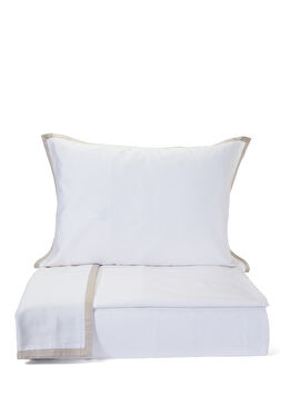 Hellen Pembe Beyaz Pamuk Saten Nevresim Takımı