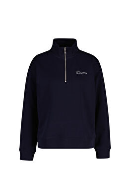Lacivert Yarım Fermuarlı Kadın Sweatshirt