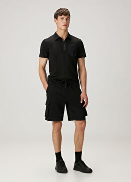 Hartsfield Siyah Beli Kordonlu Kargo Şort