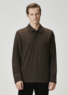 Kahverengi İpek Polo Triko