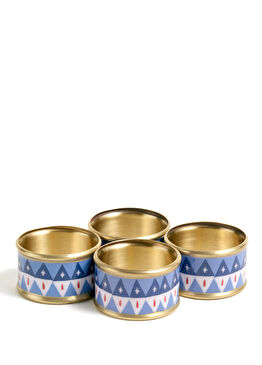 Agra Mavi Pirinç 4'lü Peçete Halkası