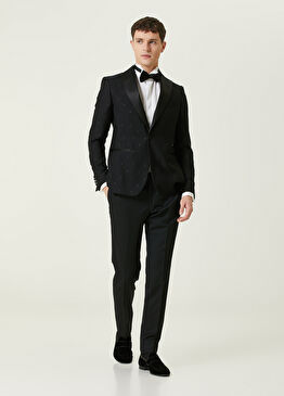 Siyah Beli Garnili Yün Pantolon