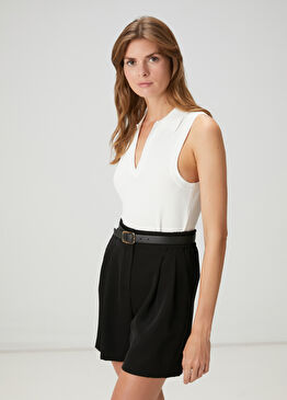 Beyaz Polo Yaka Triko Atlet